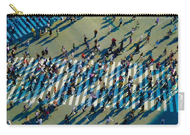 New York City Zip Pouch featuring the painting Crosswalk Above New York by Tony Rubino
