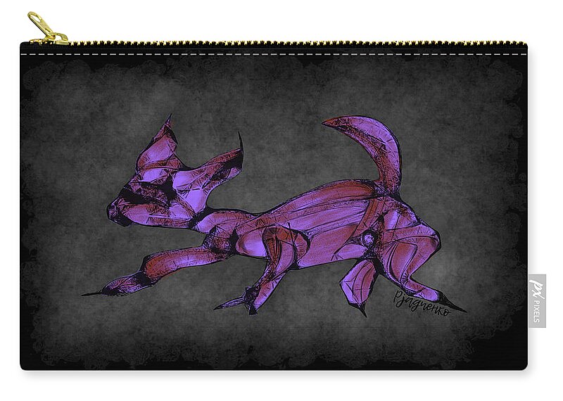 Dog Carry-all Pouch featuring the digital art Crouching dog by Ljev Rjadcenko