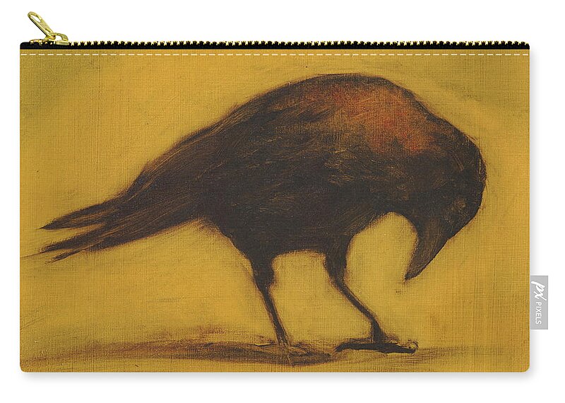 Crow Carry-all Pouch featuring the painting Crow 11 cropped version by David Ladmore