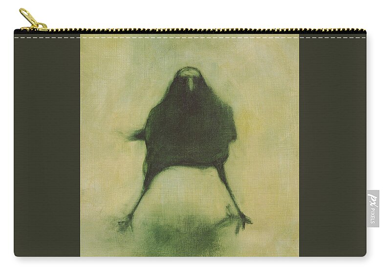 Crow Carry-all Pouch featuring the painting Crow 6 cropped version by David Ladmore