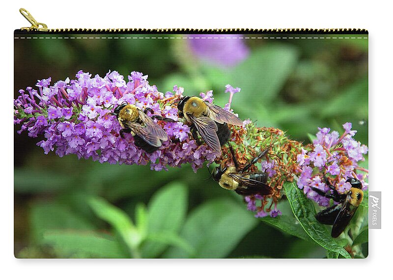 Bee Zip Pouch featuring the photograph Crowded Table by Gina Fitzhugh