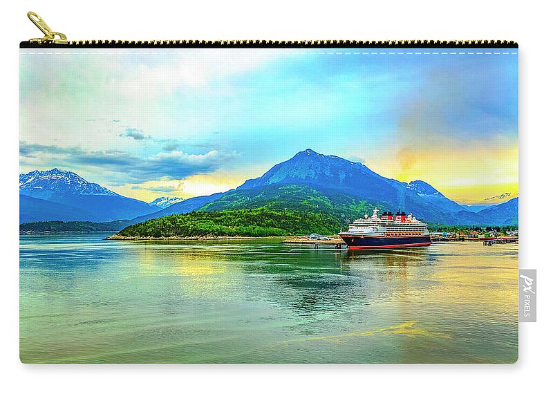 Cruise Ship Carry-all Pouch featuring the digital art Cruise Ship Ketchikan Alaska by SnapHappy Photos
