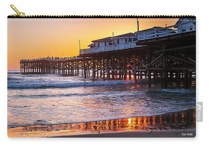 Landscape Zip Pouch featuring the photograph Crystal Pier Sunset by Ryan Huebel
