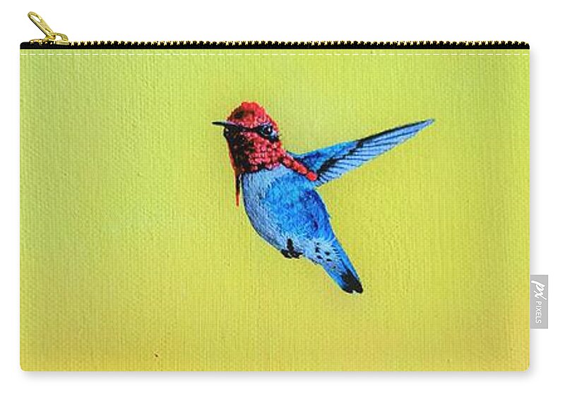 Birds Carry-all Pouch featuring the painting Cuban Bumblebee Hummingbird by Dana Newman