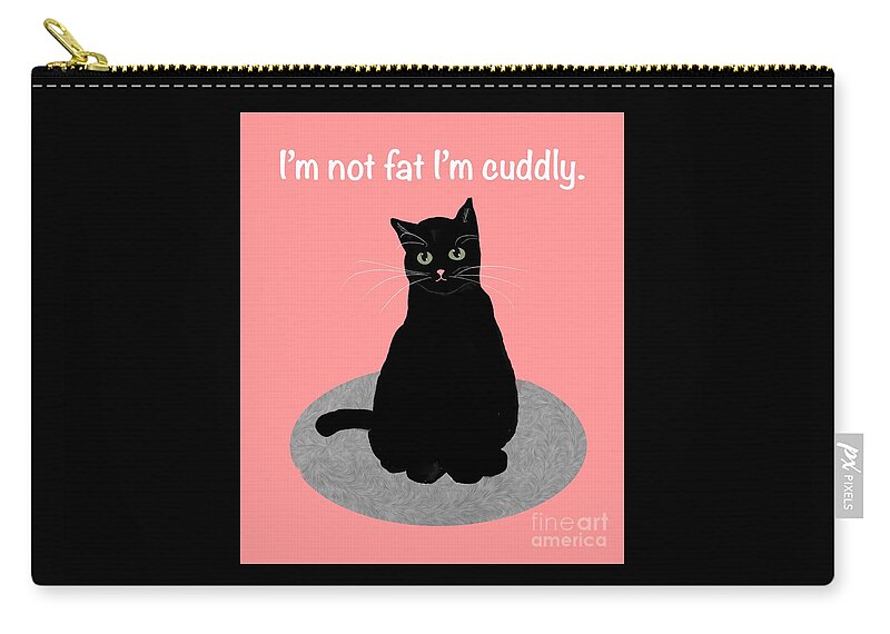 Black Cat Zip Pouch featuring the digital art Cuddly cat by Elaine Hayward