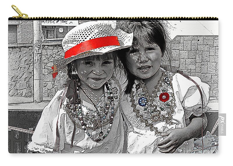 Girls Zip Pouch featuring the photograph Cuenca Kids 1268 by Al Bourassa