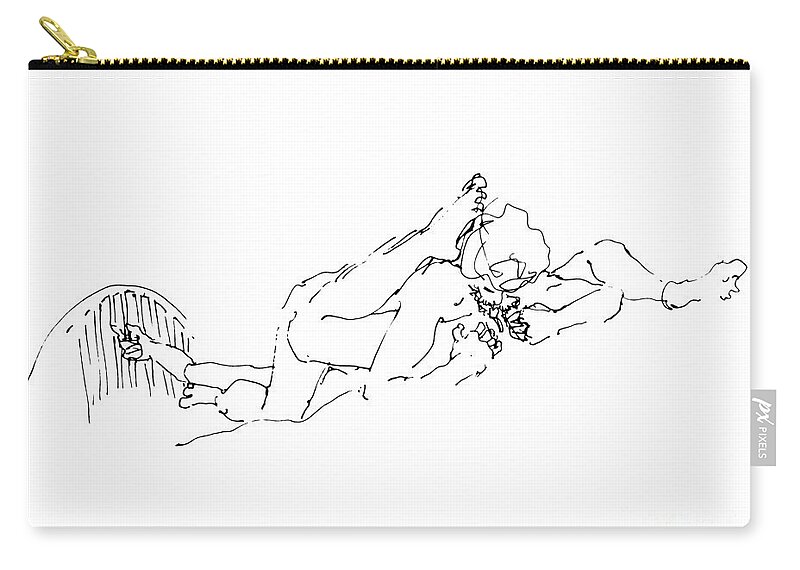 Erotic Renderings Zip Pouch featuring the drawing Cunnilingus-Art-Drawings-3 by Gordon Punt