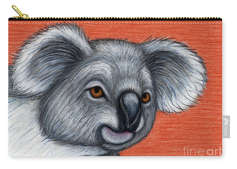 Koala Zip Pouch featuring the painting Curious Koala by Amy E Fraser