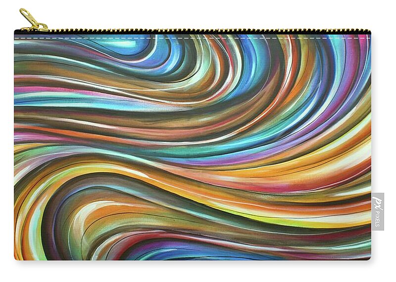 Abstract Zip Pouch featuring the painting Current by Michael Lang