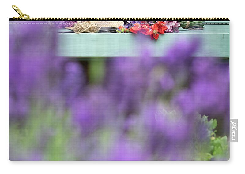 Sweet Peas Zip Pouch featuring the photograph Cut Sweet Peas in Summer by Tim Gainey