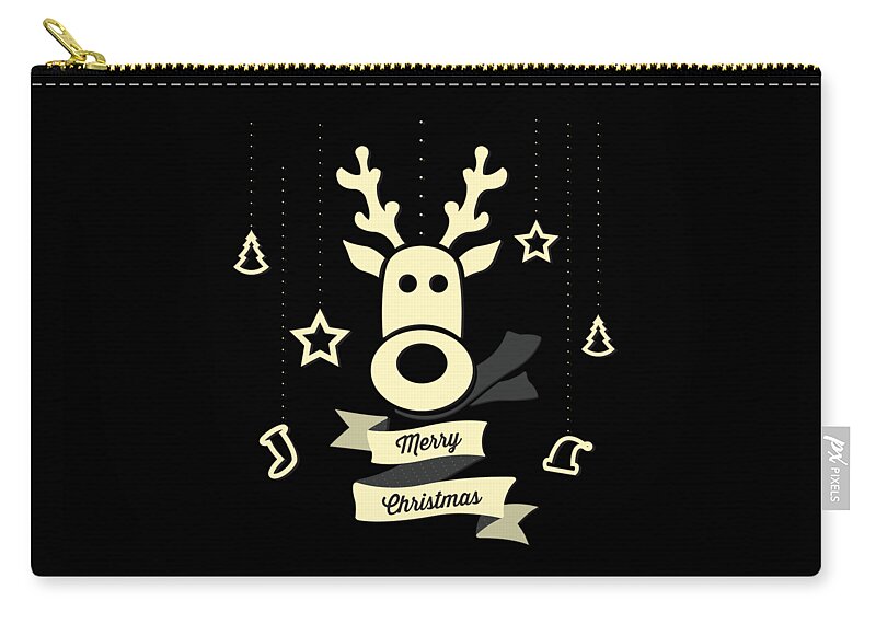 Christmas 2023 Zip Pouch featuring the digital art Cute Reindeer Christmas by Flippin Sweet Gear