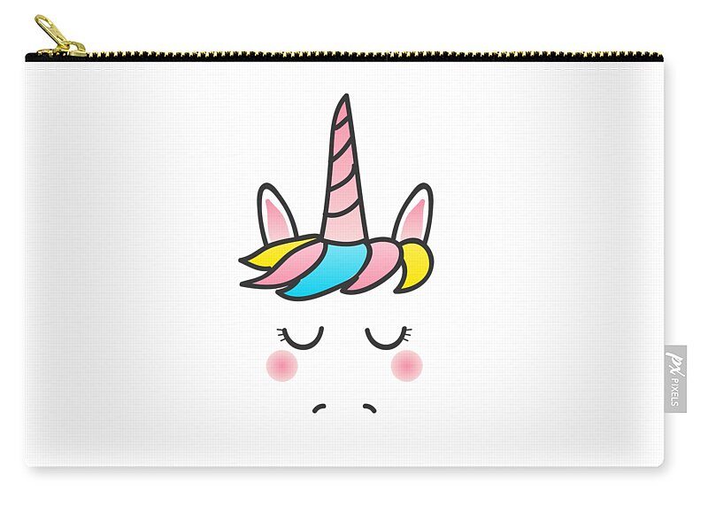 Cool Zip Pouch featuring the digital art Cute Unicorn Face by Flippin Sweet Gear