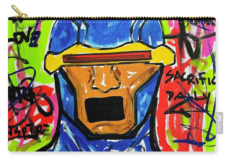 Anime Zip Pouch featuring the mixed media Cyclops by Oriel Ceballos