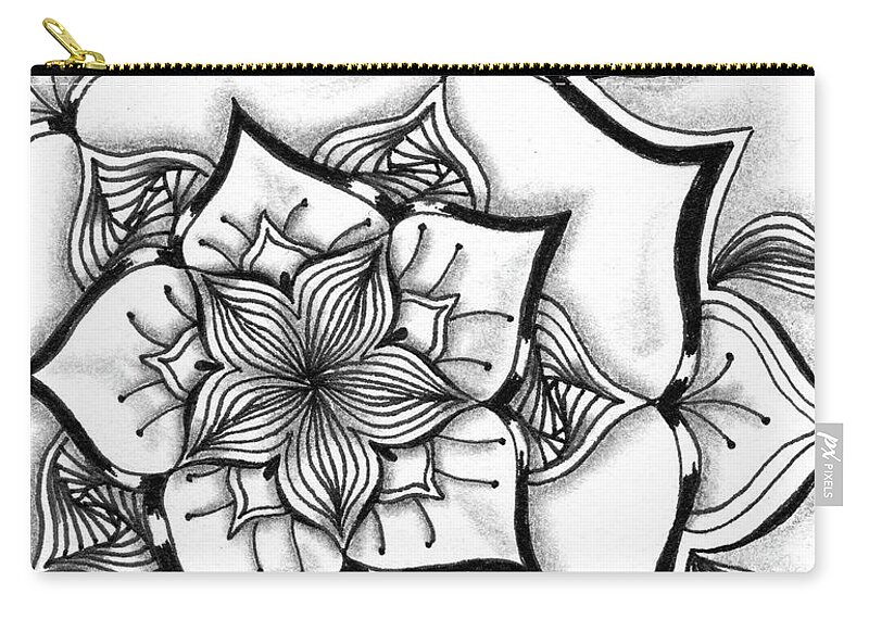 Zentangle Zip Pouch featuring the drawing Cyme Challenge by Jan Steinle