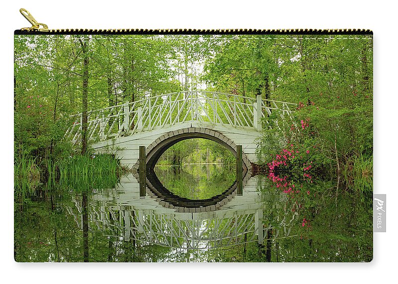 Nature Zip Pouch featuring the photograph Cypress Gardens Bridge by Cindy Robinson
