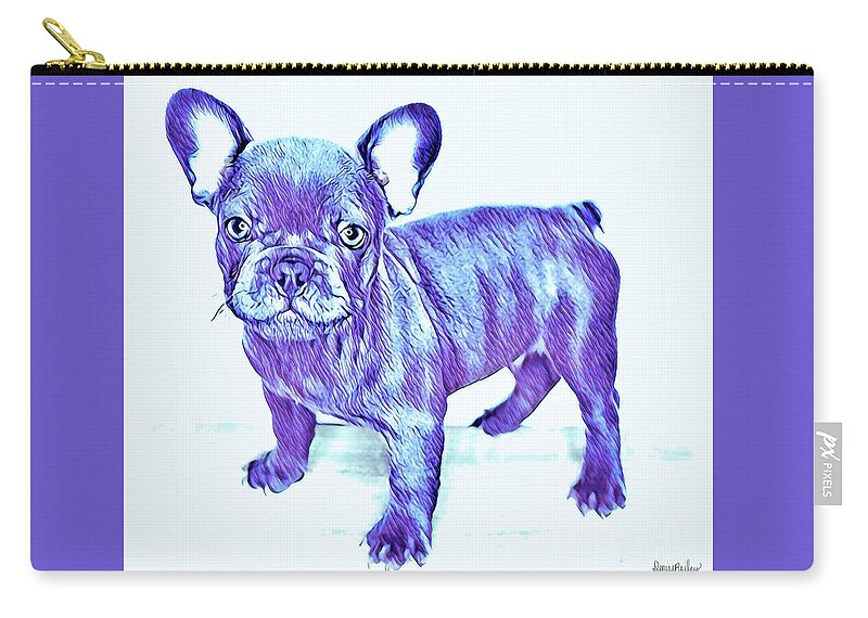 Blue French Bulldog. Frenchie. Dog. Pets. Animals. Carry-all Pouch featuring the digital art Da Ba Dee by Denise Railey