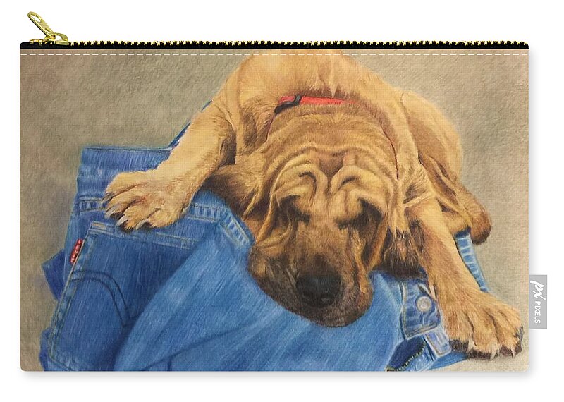 Hound Dog Zip Pouch featuring the painting Daddys Jeans by Forrest Fortier
