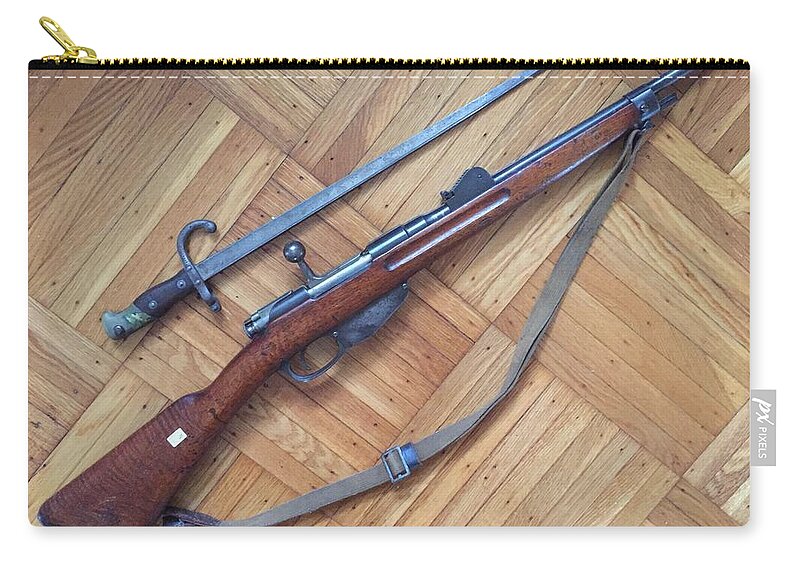 Rifle Zip Pouch featuring the photograph Dads Gun by Ellen Lewis