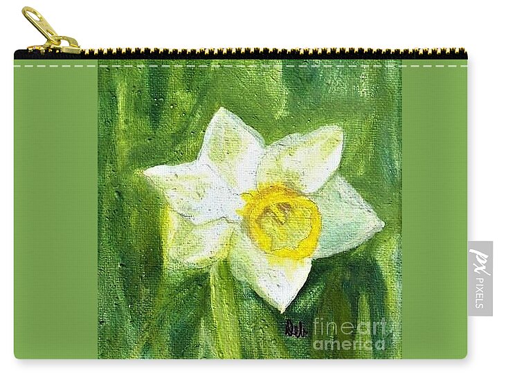 Daffodil Zip Pouch featuring the painting Daffodil by Deb Stroh-Larson