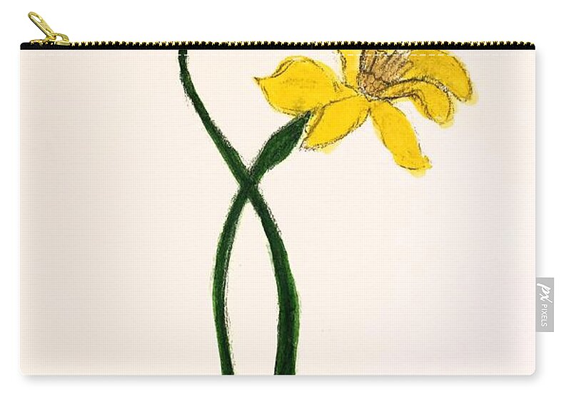 Yellow Flower Zip Pouch featuring the painting Daffodil by Margaret Welsh Willowsilk