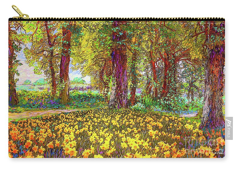 Landscape Zip Pouch featuring the painting Daffodil Sunshine by Jane Small
