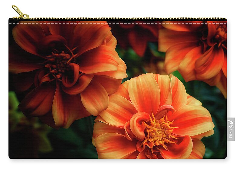 Flower Zip Pouch featuring the photograph Dahlia in Orange by Hans Brakob