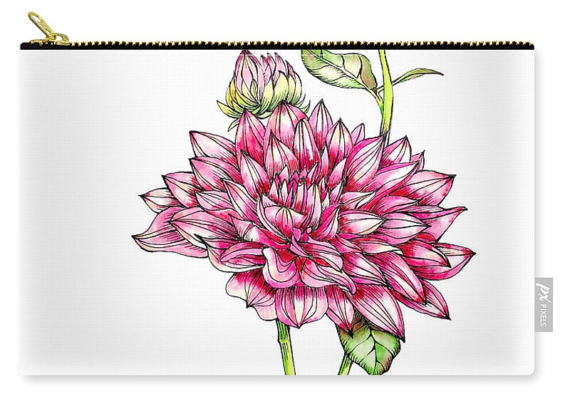Dahlia Zip Pouch featuring the painting Dahlias for Frances I by Catherine Bede