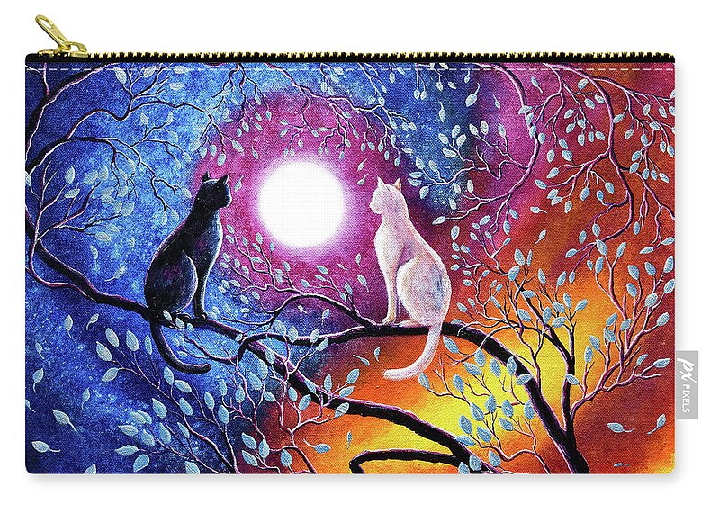  Black Cat Zip Pouch featuring the painting Daily Nightly by Laura Iverson