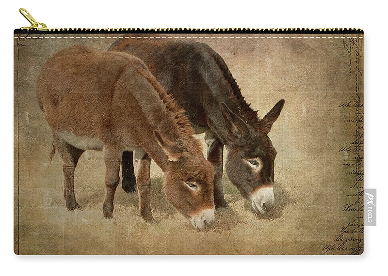 Donkeys Zip Pouch featuring the digital art Daisy and Wilma by Linda Lee Hall