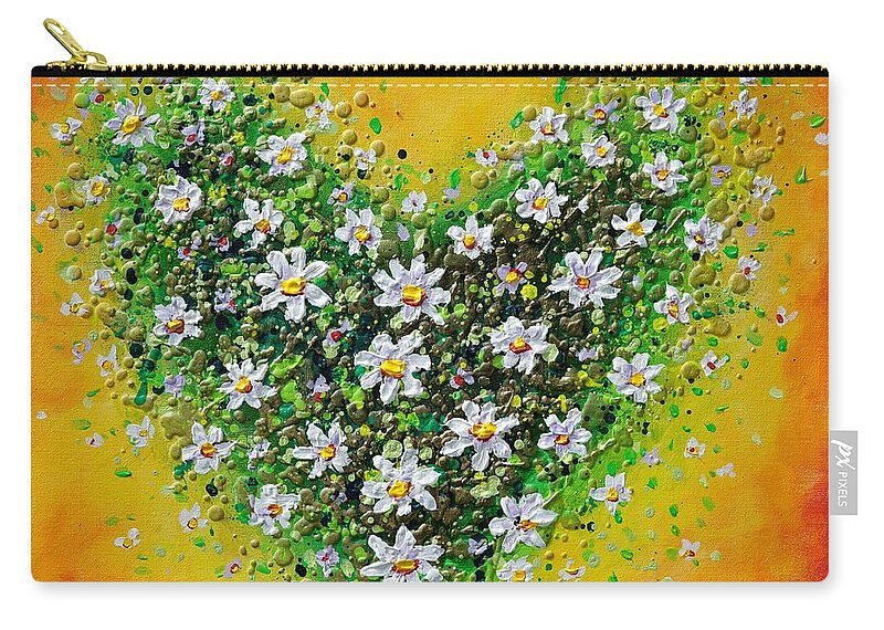 Heart Carry-all Pouch featuring the painting Daisy Joy by Amanda Dagg