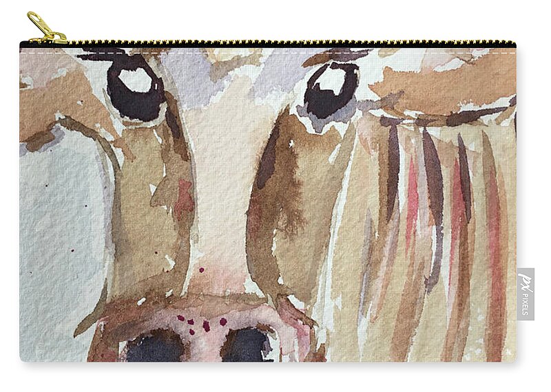 Cow Zip Pouch featuring the painting Daisy Mae by Roxy Rich