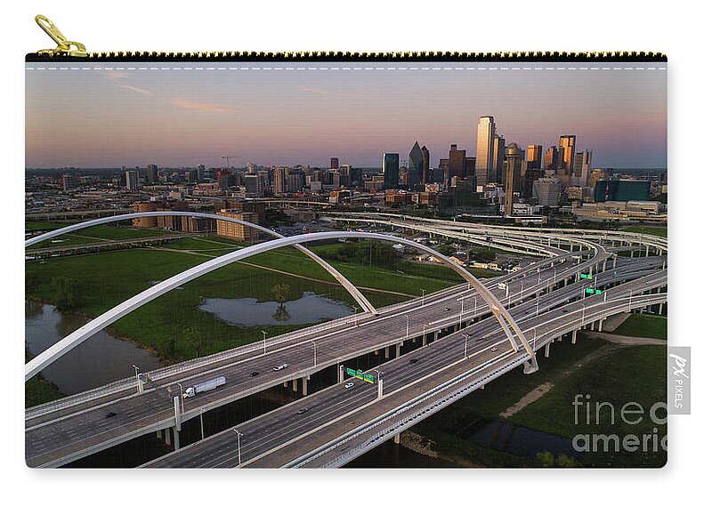 Dallas Skyline Zip Pouch featuring the photograph Dallas Skyline at dusk by Keith Kapple
