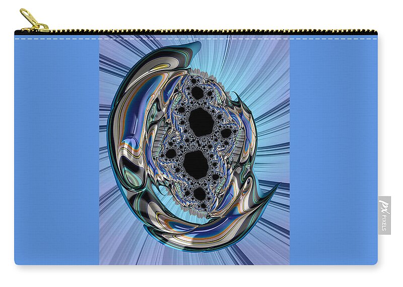 Fractal Zip Pouch featuring the digital art Dance of the Blue Dolphin Fractal Art by Shelli Fitzpatrick