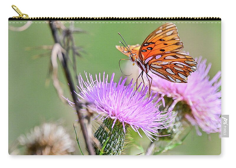 Orange Zip Pouch featuring the photograph Dancing Butterfly by Ed Stokes