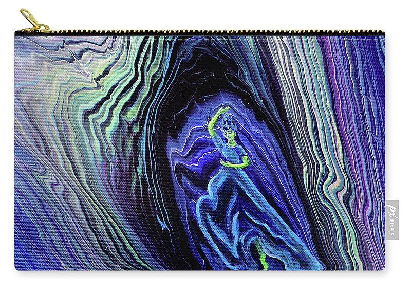 Tibetan Zip Pouch featuring the painting Dancing Green Tara by Laura Iverson