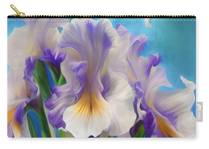 Floral Zip Pouch featuring the mixed media Dancing in the Blue Sky by Lynda Lehmann
