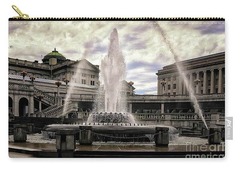 Architecture Zip Pouch featuring the photograph Dancing Waters by Lois Bryan