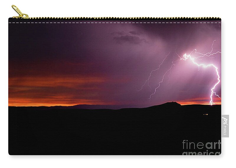 Taos Zip Pouch featuring the photograph Dancing With Lightning 4 by Elijah Rael