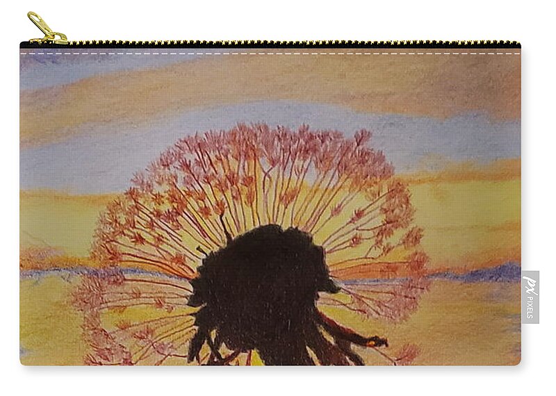 Dawn Zip Pouch featuring the painting Dandelion Dreams at Dawn by Kathy Crockett