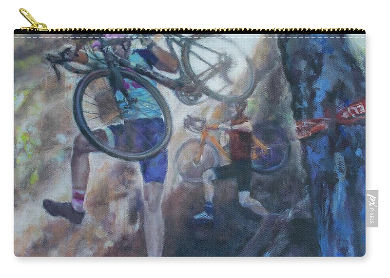 Windsurfer Zip Pouch featuring the painting Daredevil Bikers by Kerima Swain
