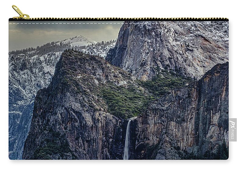 Landscape Carry-all Pouch featuring the photograph Dark Clouds over Bridalveil Fall by Romeo Victor