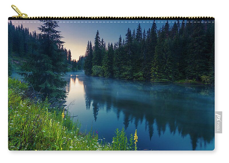 Mountain Carry-all Pouch featuring the photograph Dark Lake by Evgeni Dinev