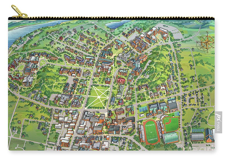 Dartmouth College Carry-all Pouch featuring the digital art Dartmouth College Campus Map by Maria Rabinky