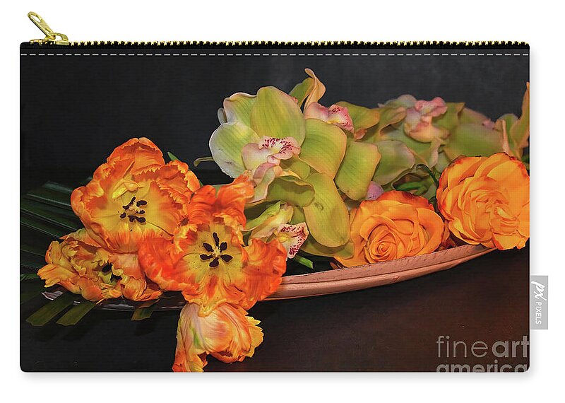 Darwin Zip Pouch featuring the photograph Darwin Tulips and Friends Still Life by Diana Mary Sharpton