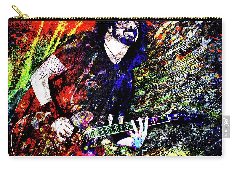 Dave Grohl Carry-all Pouch featuring the mixed media Dave Grohl Art by Ryan Rock Artist