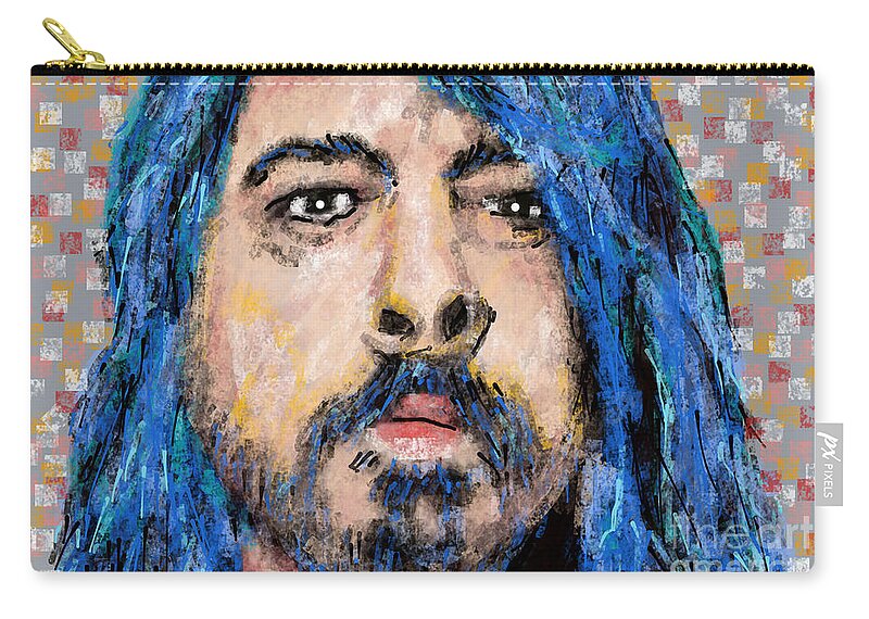 Dave Grohl Foo Fighters Music Concert Celebrity Rockstar Star Rock And Roll Digital Musician Icon Zip Pouch featuring the painting Dave Grohl The Foo Fighters by Bradley Boug