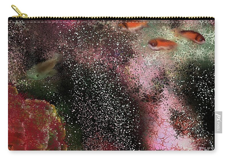 Fish Zip Pouch featuring the digital art Dave's Saturday Playtime by Julie Grimshaw