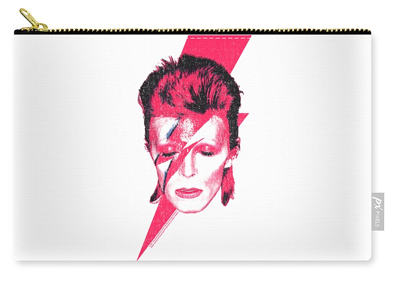 David Bowie Zip Pouch featuring the digital art David Bowie Aladdin Sane by Sarah Burdekin