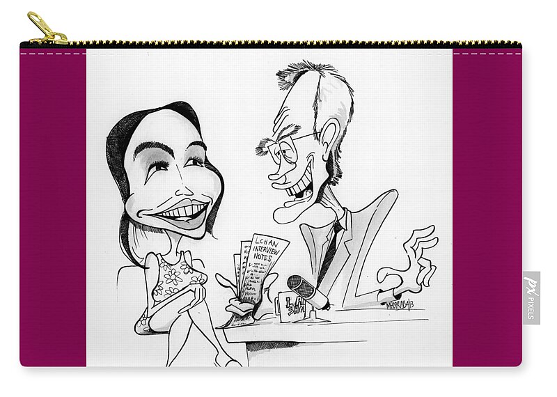 David Carry-all Pouch featuring the drawing David Letterman and Lindsay Lohan by Michael Hopkins