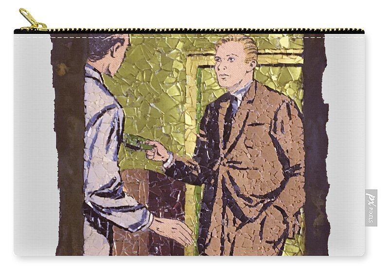 Glass Zip Pouch featuring the mixed media David Pays Jarvis by Matthew Lazure
